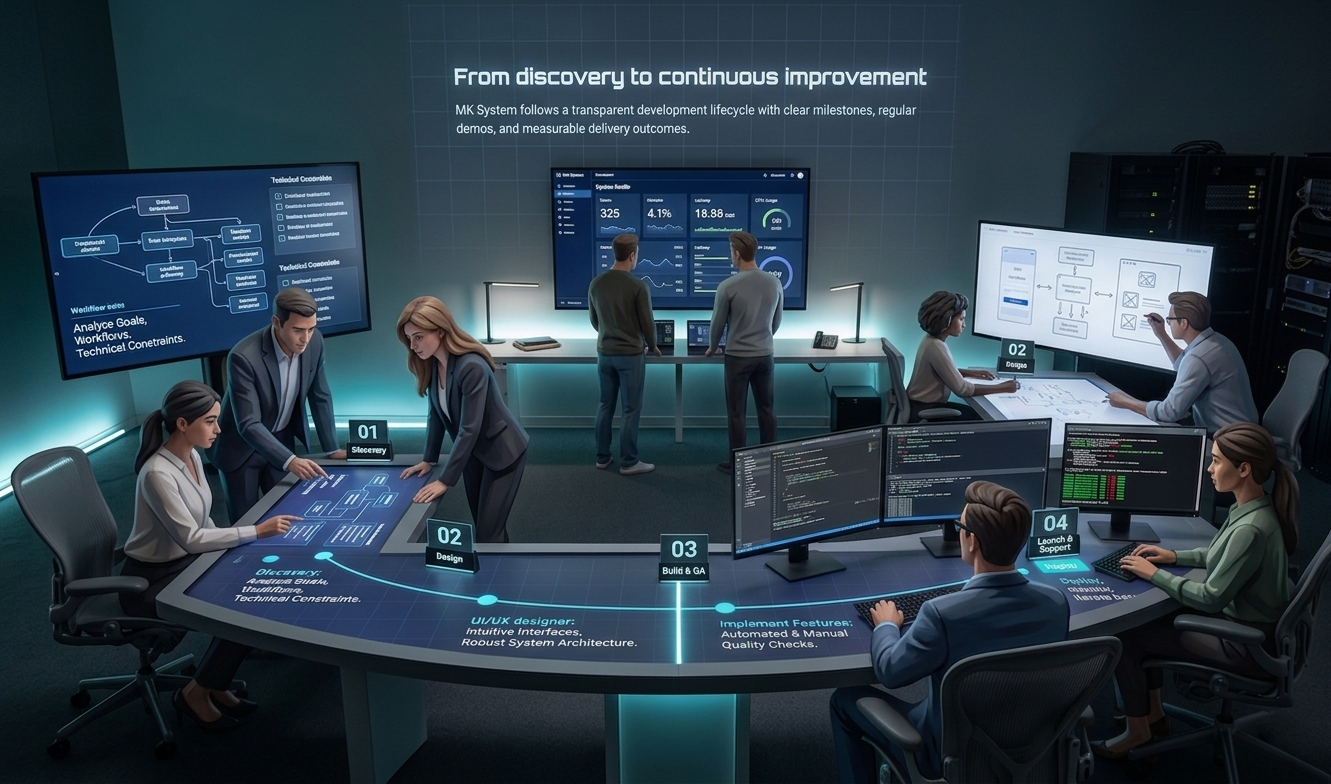 Engineers planning software delivery roadmap
