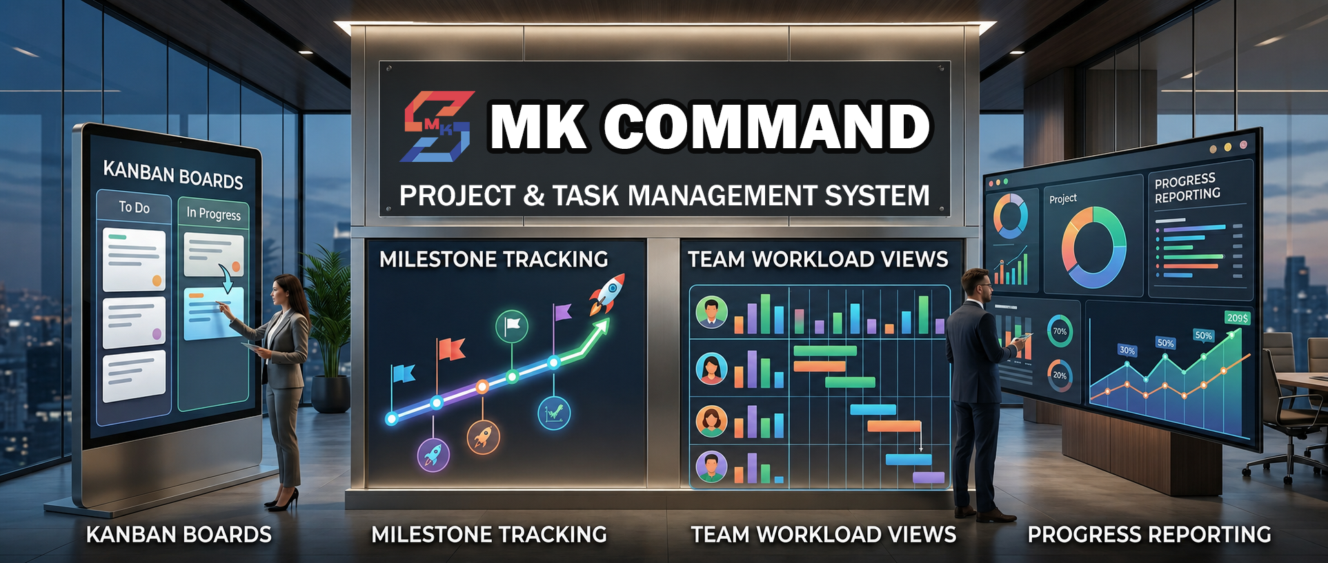 Project management kanban board and team planning